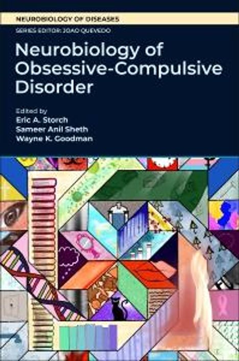 "Neurobiology of Obsessive-Compulsive Disorder" ist der Titel. Unten eine abstrakte Illustration mit geometrischen Formen und Farben.