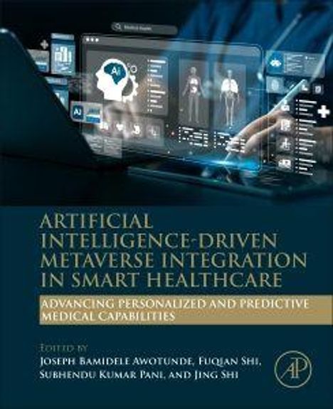 Text: "Artificial Intelligence-Driven Metaverse Integration in Smart Healthcare". Cover: Digital Gesundheitsgrafik.