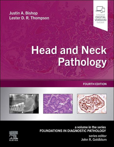 Der Text „Head and Neck Pathology“ steht im Vordergrund auf einem lila Hintergrund mit medizinischen Bildern darunter.