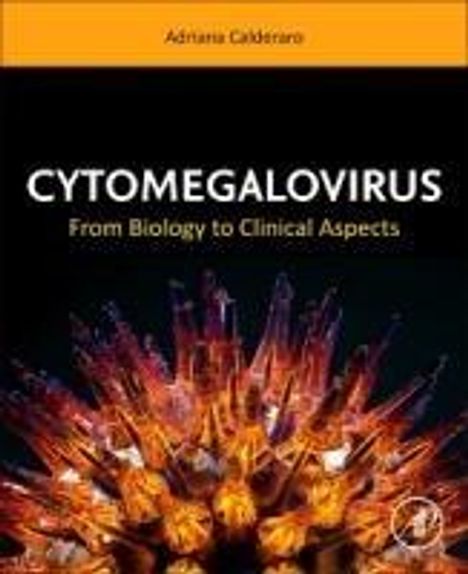 Titel: "CYTOMEGALOVIRUS: From Biology to Clinical Aspects". Abstraktes, orangefarbenes Muster in der Mitte.