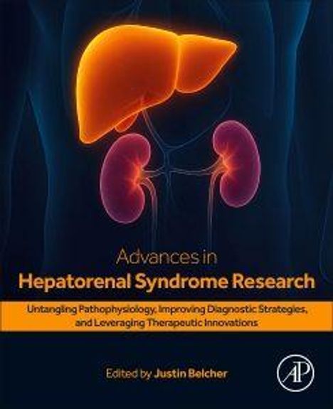 "Advances in Hepatorenal Syndrome Research" zeigt leuchtende Darstellung von Leber und Nieren. Bearbeitet von Justin Belcher.