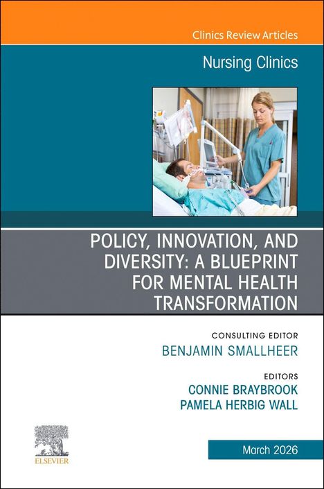 Text: "Policy, Innovation, and Diversity: A Blueprint for Mental Health Transformation." Oben Bild einer Krankenschwester.