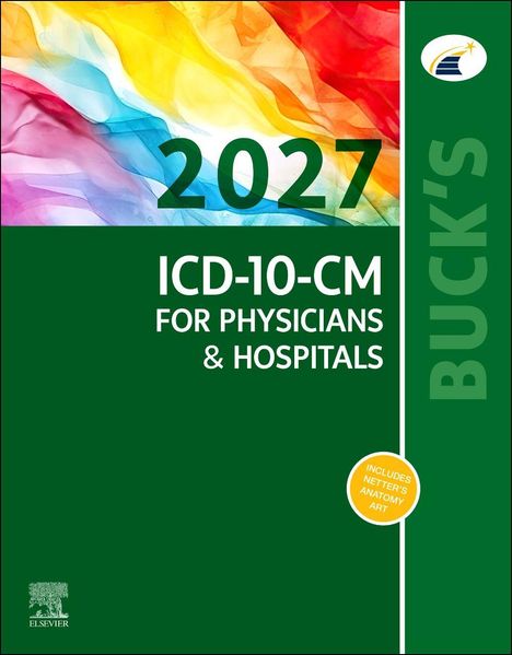 2027, ICD-10-CM for Physicians & Hospitals. Buntes Design, gelber Kreis: Includes Netter’s Anatomy Art.