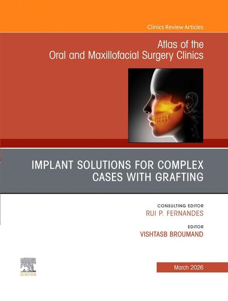 Titel: Implant Solutions for Complex Cases with Grafting. Illustration eines Schädels in Seitenansicht.