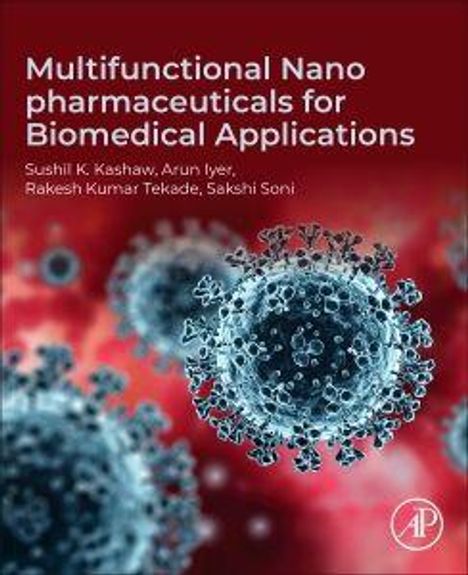 Cover mit Titel "Multifunctional Nanopharmaceuticals for Biomedical Applications" und Bild von Virenstrukturen.
