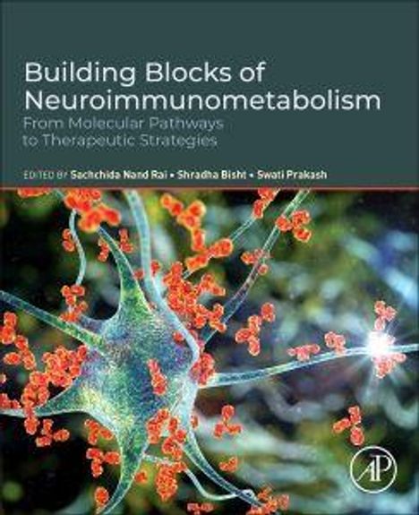 Text: "Building Blocks of Neuroimmunometabolism: From Molecular Pathways to Therapeutic Strategies." Bild: Neuron mit farbigen Verzweigungen.