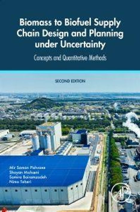 "Biomass to Biofuel Supply Chain Design and Planning under Uncertainty" und vier Autoren. Luftaufnahme einer Industrieanlage.
