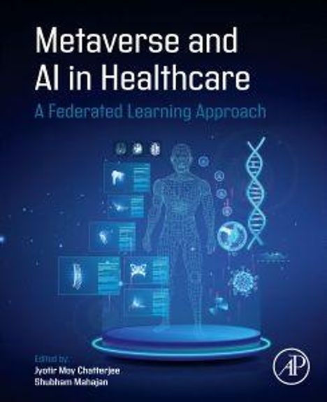 „Metaverse and AI in Healthcare: A Federated Learning Approach”; futuristische Grafik mit DNA und menschlicher Figur.