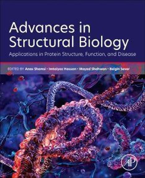 "Advances in Structural Biology" oben, unten redigiert von vier Personen. Farbiges DNA-Illustration mit AP-Logo.