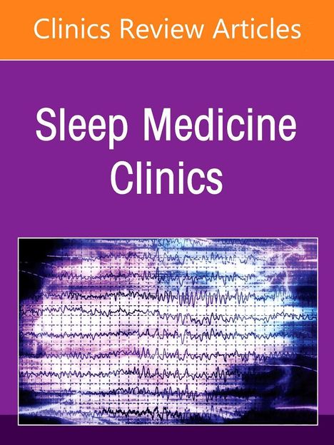 Text: "Clinics Review Articles - Sleep Medicine Clinics." 
Abstrakte Illustration mit EEG-Linien.