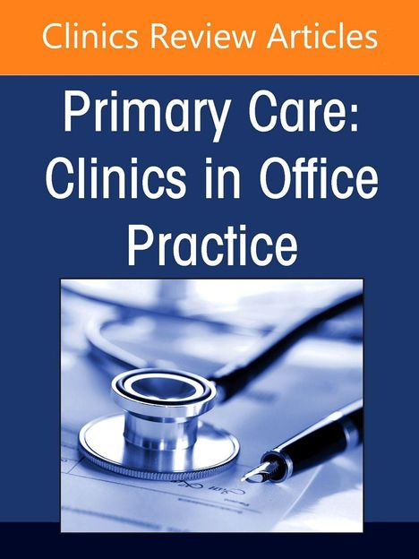 "Clinics Review Articles", "Primary Care: Clinics in Office Practice"; Foto eines Stethoskops und Füllfederhalters.