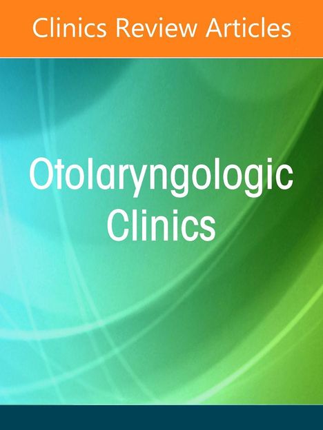 Text oben: "Clinics Review Articles". Mitte: "Otolaryngologic Clinics". Farbig verlaufender Hintergrund in Blau und Grün.