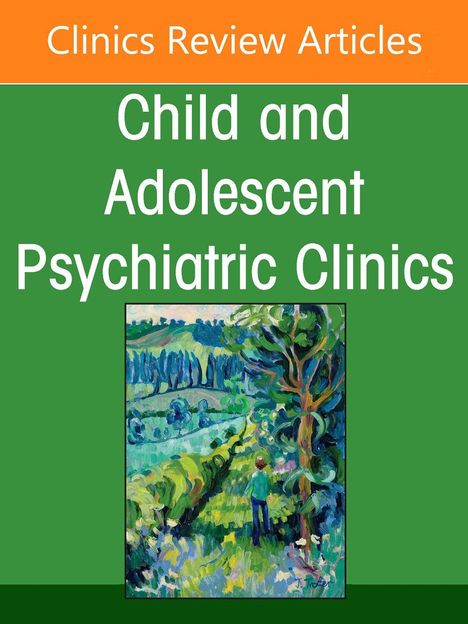 Oben steht "Clinics Review Articles". Darunter "Child and Adolescent Psychiatric Clinics". Illustration: Kind in bunter Landschaft.