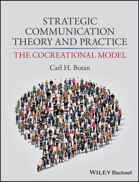 Text: "Strategic Communication Theory and Practice: The Corecreational Model", Carl H. Botan. 

Illustration: Große Menschengruppe in Form einer Sprechblase.