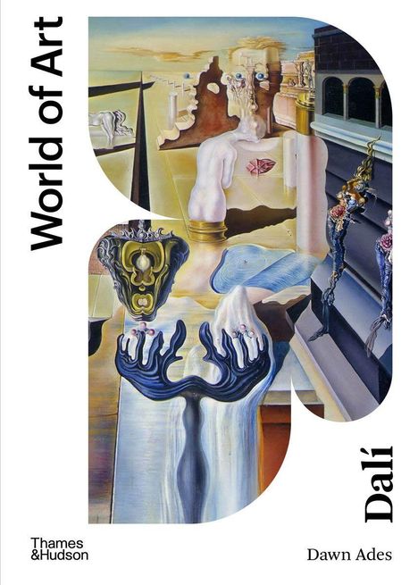 „World of Art“, „Dalí“ von Dawn Ades. Surrealistische Illustration mit verzerrten Formen und träumerischen Farben.