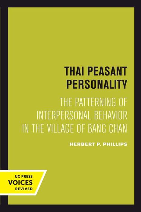 Herbert P. Phillips: Thai Peasant Personality, Buch