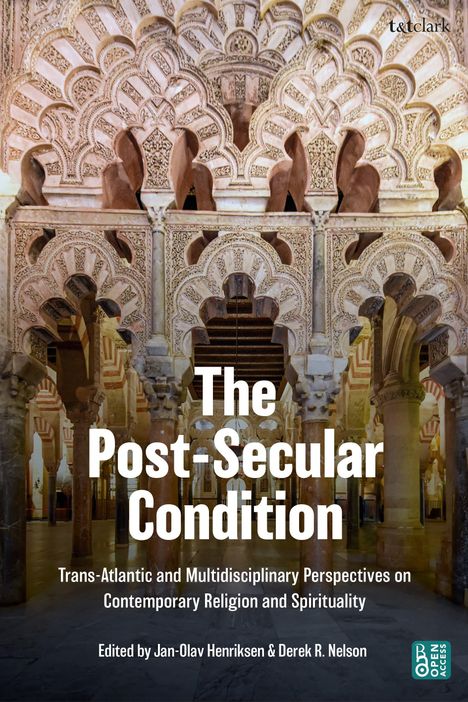 "The Post-Secular Condition" steht in Weiß vor reich verzierten Bögen einer architektonischen Innenansicht.