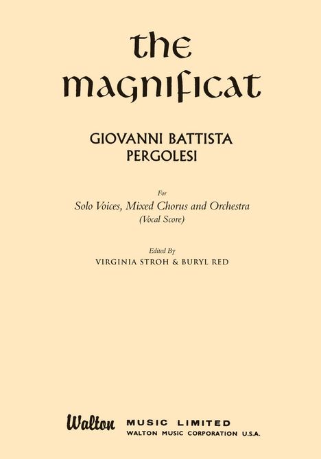 Giovanni Battista Pergolesi: Pergolesi, G: Magnificat, Buch