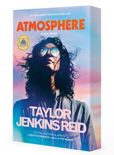 Das Cover zeigt den Titel "ATMOSPHERE" in Orange, darunter "A Love Story". Darunter eine Person mit Sonnenbrille.