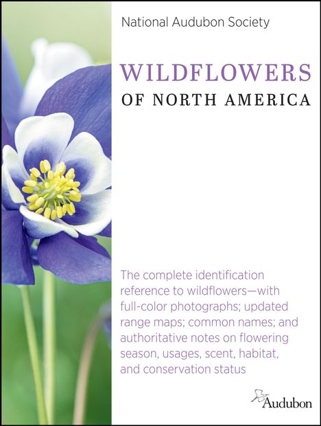 National Audubon Society. Wildflowers of North America. Abbildung einer lila und weißen Blume links.