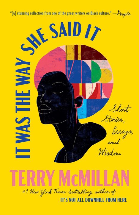 "It Was the Way She Said It" in blauem Text auf gelbem Hintergrund, bunte Illustration eines Gesichts.