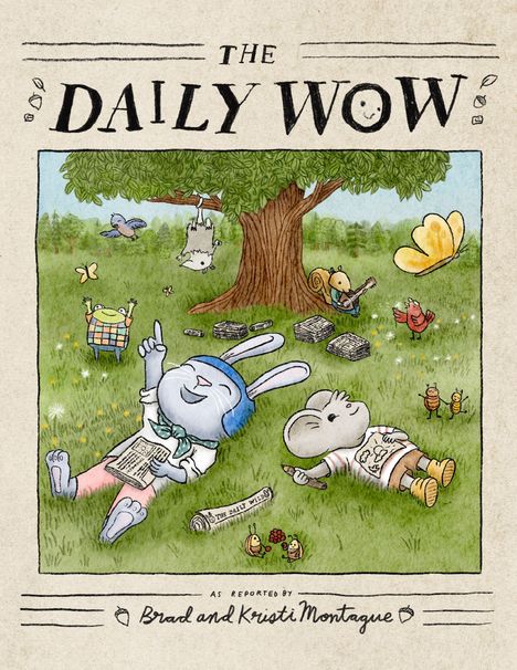 "The Daily Wow" steht oben. Zwei Figuren, ein Hase und eine Maus, liegen auf einer Wiese unter einem Baum.