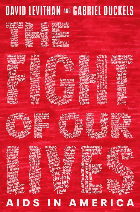Oben steht: "David Levithan and Gabriel Duckels". Darunter: "THE FIGHT OF OUR LIVES". Unten: "AIDS IN AMERICA".