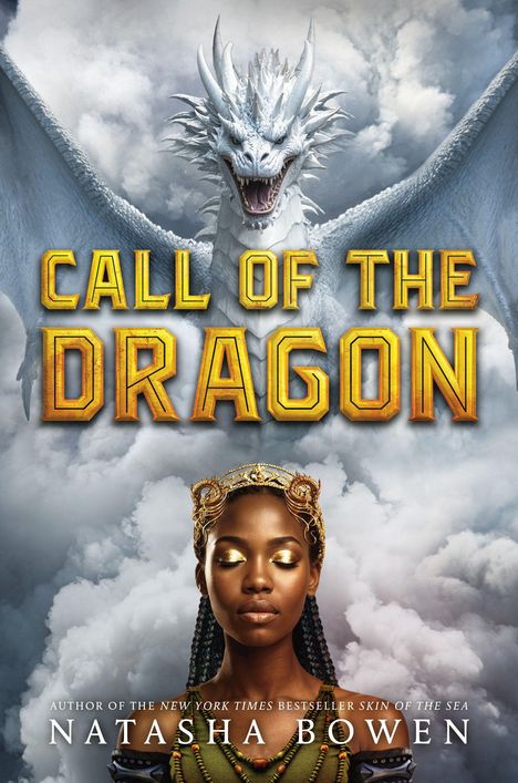 „CALL OF THE DRAGON“ in goldenen Buchstaben über einem weißen Drachen und einer Frau mit geschlossenen Augen und goldener Krone.