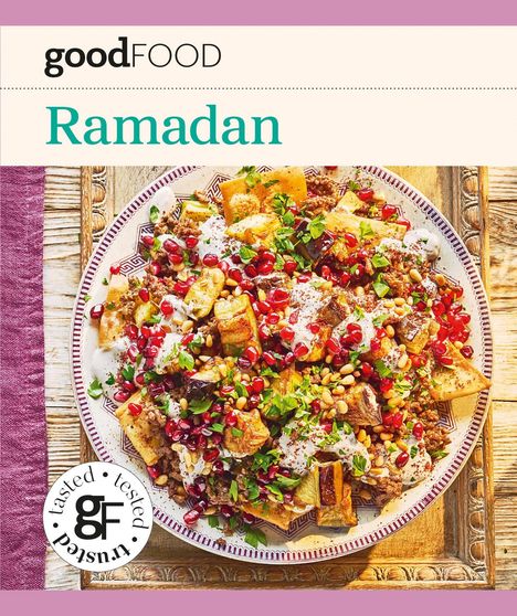 Text: „goodFOOD“, „Ramadan“, „gf tasted tested trusted“. 
Darstellung eines reichhaltigen, bunten Salats.