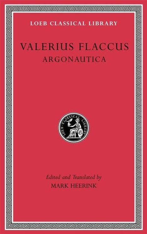 Roter Buchumschlag mit griechischem Muster, Text: "Valerius Flaccus Argonautica", darunter "Edited and Translated by Mark Heerink".