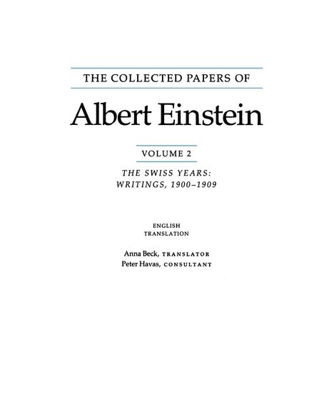 Albert Einstein: The Collected Papers of Albert Einstein, Volume 2 (English), Buch