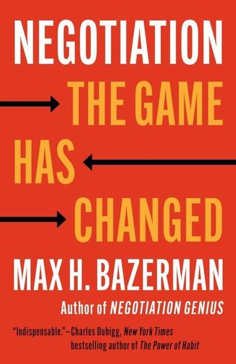 "NEGOTIATION THE GAME HAS CHANGED" steht in großen Buchstaben auf rotem Hintergrund. Unten: "MAX H. BAZERMAN."