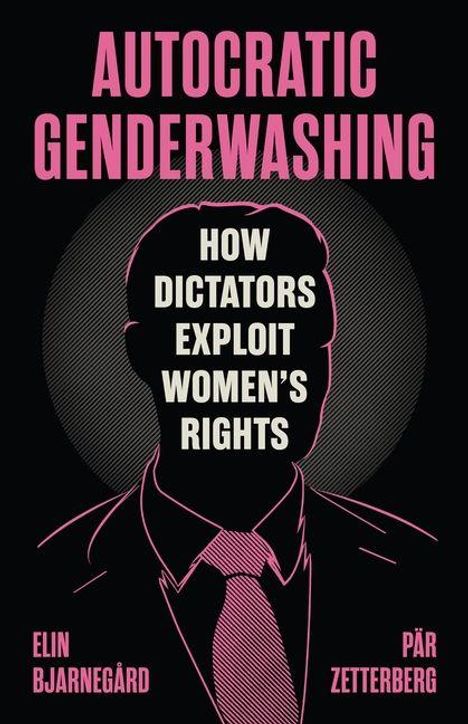 „AUTOKRATISCHE GENDERWÄSCHE: WIE DIKTATOREN FRAUENRECHTE AUSNUTZEN“ – Silhouette eines Anzugs in Pink.