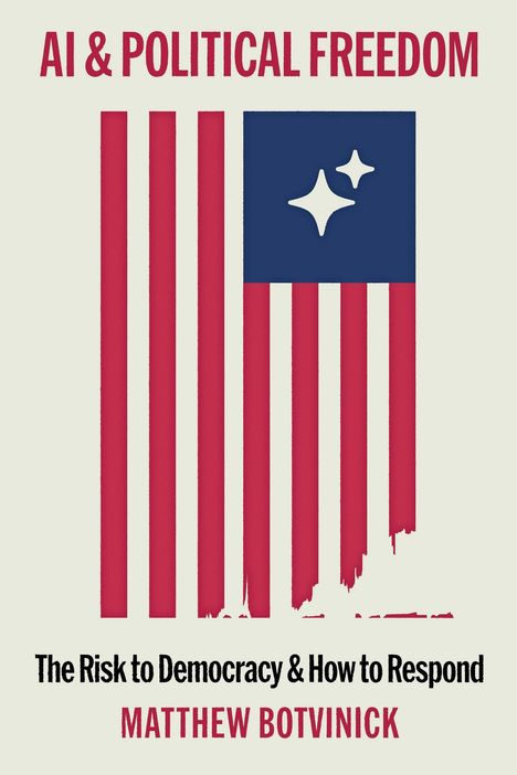 "AI & POLITICAL FREEDOM" und "The Risk to Democracy & How to Respond." Illustration einer zerfransten Flagge.