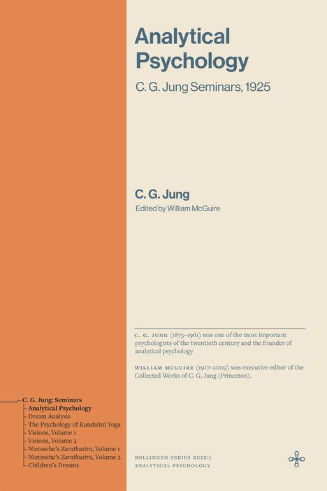 Titel: "Analytical Psychology: C. G. Jung Seminars, 1925." Herausgegeben von William McGuire. Links eine orange Leiste.