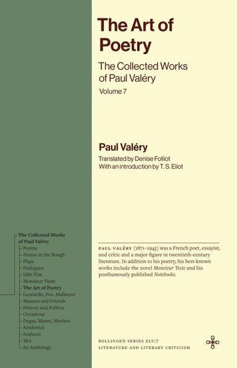 „The Art of Poetry: The Collected Works of Paul Valéry, Volume 7“. Links Liste mit Titeln, rechts Infos zum Autor.