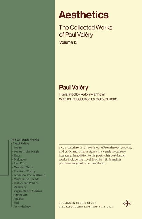 Titel: Aesthetics - The Collected Works of Paul Valéry, Volume 13. Übersetzt von Ralph Manheim.