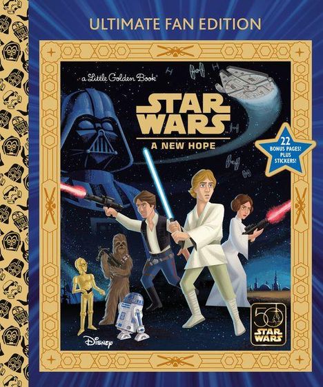 „Ultimate Fan Edition“, „Star Wars: A New Hope“. Illustration mit ikonischen Charakteren, Raumschiffen und Lichtschwertern.