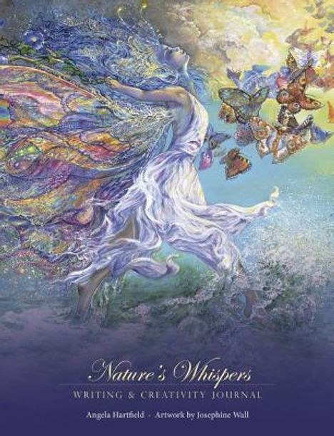 „Nature's Whispers: Writing & Creativity Journal“. Eine strahlende, fantasievolle Fee mit Schmetterlingen umgeben.