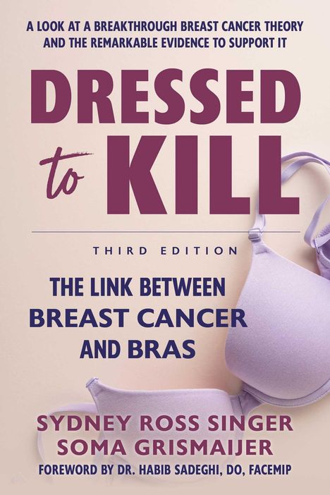 "Dressed to Kill: Der Zusammenhang zwischen Brustkrebs und BHs. Autoren: Sydney Ross Singer, Soma Grismaijer." Links ein BH.