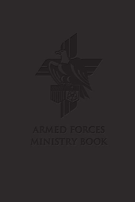 "ARMED FORCES MINISTRY BOOK" steht unter einem stilisierten Adler, der ein Wappen mit Streifen hält.