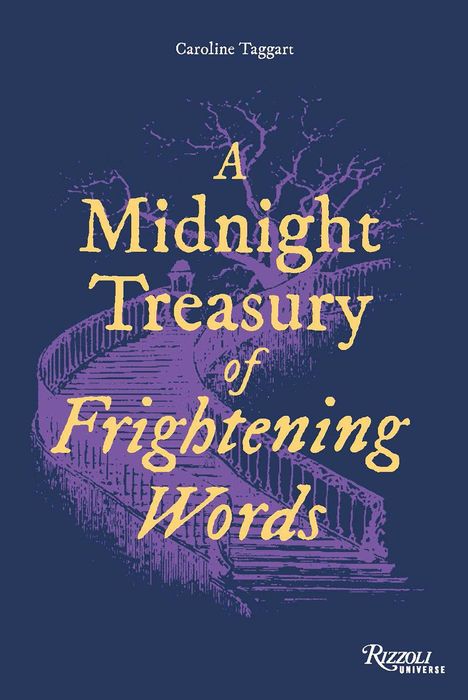 "A Midnight Treasury of Frightening Words", Caroline Taggart. Illustration eines Baums und Pfades.