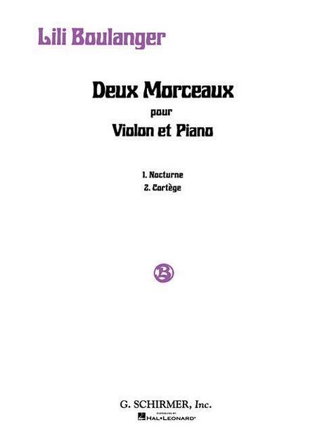 2 Morceaux: Nocturne and Cortege: Violin and Piano, Buch