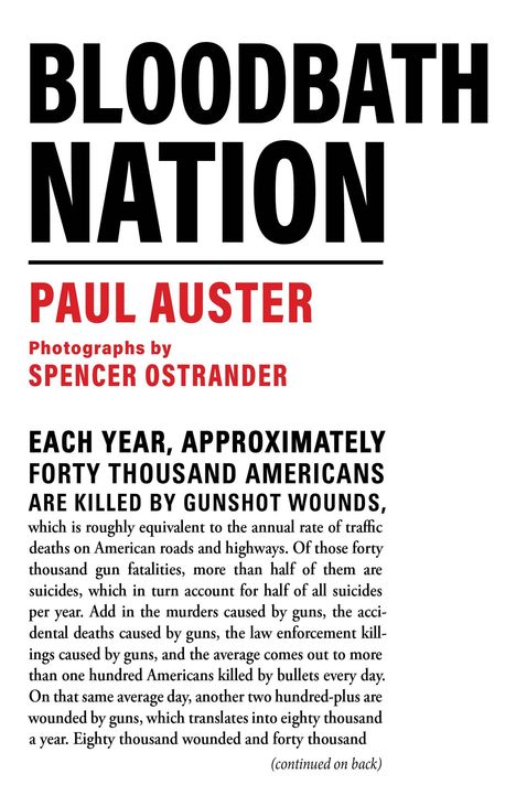 Paul Auster: Bloodbath Nation, Buch