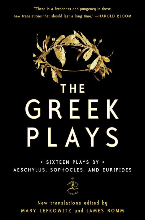„The Greek Plays“: Sechzehn Stücke von Aeschylus, Sophocles, und Euripides. Illustration mit einem goldenen Lorbeerkranz.