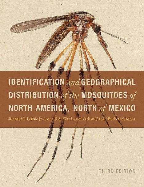 Text: "Identification and Geographical Distribution of the Mosquitoes of North America, North of Mexico, Third Edition." Bild zeigt eine detaillierte Mosquito-Illustration.