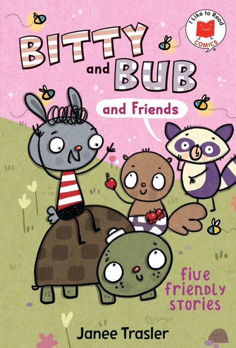"BITTY and BUB and Friends" in großen Buchstaben über niedlichen Tiercharakteren, pastellfarben gezeichnet.