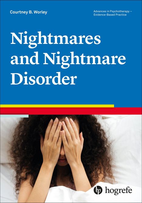 Titel: Nightmares and Nightmare Disorder. Frau mit verdecktem Gesicht unter Decke. Logos von Hogrefe.