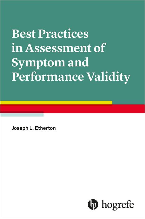 „Best Practices in Assessment of Symptom and Performance Validity“ steht auf einem grünen Hintergrund, darunter „Joseph L. Etherton“. Unten ein Logo von Hogrefe.