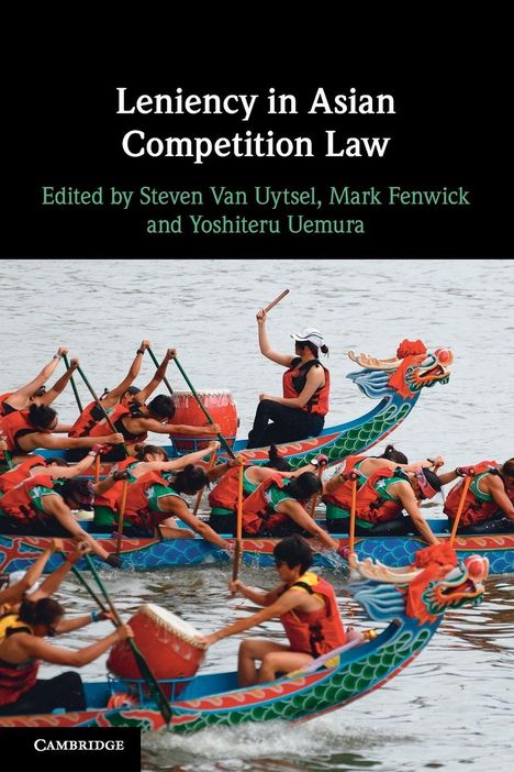 "Leniency in Asian Competition Law" steht oben. Darunter editierte Namen. Drachenbootrennen mit mehreren rudernden Menschen.